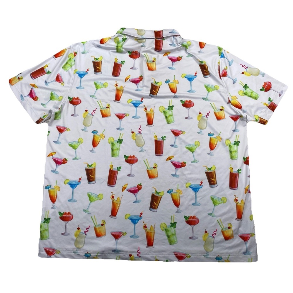 Sunday Swagger 19th Hole Performance Golf Polo Shirt Cocktail AOP Men's 3XL - Picture 2 of 6